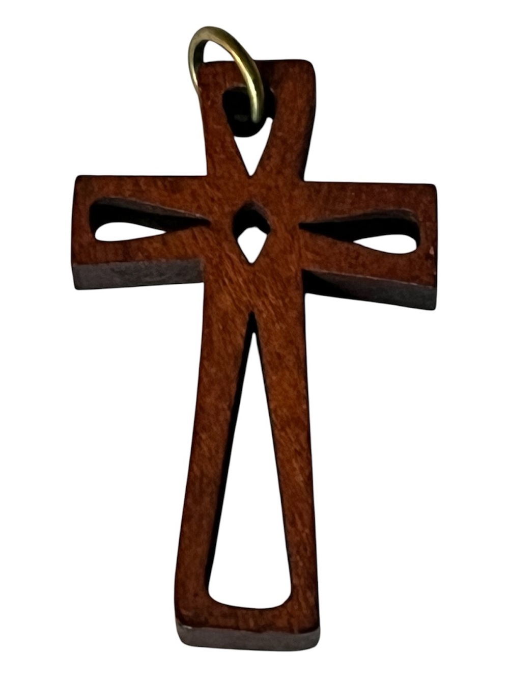 Wooden Cross Pendant in Warm Brown
